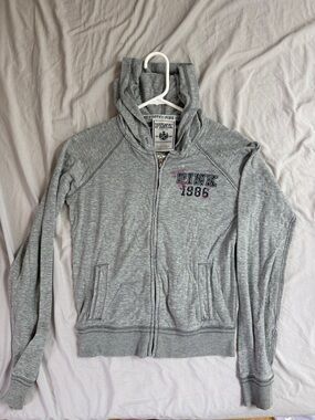 PINK Victoria's Secret Heather Gray Zip Hoodie